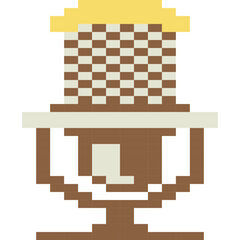 Microphone cartoon icon in pixel style