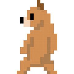 Bear cartoon icon in pixel style