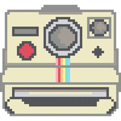 Camera cartoon icon in pixel style