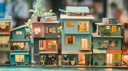 Delving into a world of miniature homes with intricate vivid designs   AI generated illustration