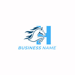 design logo creative letter H and horse