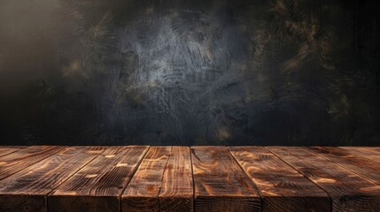 Empty wooden board table with a subtle sheen  AI generated illustration - obrazy, fototapety, plakaty