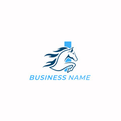 design logo creative letter I and horse