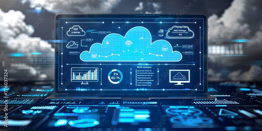 Poster cloud based business analytics dashboard offering real time insights and performance metrics for opt