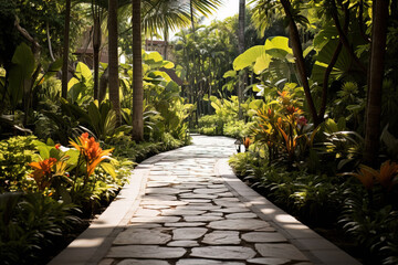 Obraz premium garden with flowers and plants.
