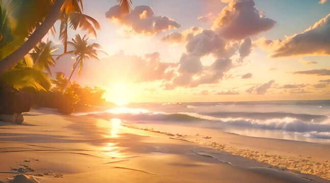 Exotic Sunshine Beach. Paradise island place in ocean