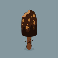 Flat Design Illustration at Icelolly with Almond Taste	