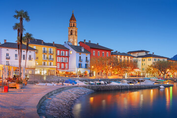 Ascona, Switzerland Townscape on the shores of Lake Maggiore - obrazy, fototapety, plakaty