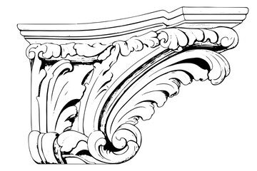 Vintage Baroque Molding: Ornate Stucco Fringe in Classic Victorian Style Vector Element. - obrazy, fototapety, plakaty