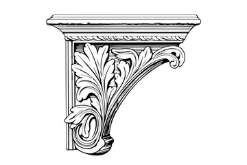 Vintage Baroque Molding: Ornate Stucco Fringe in Classic Victorian Style Vector Element. - obrazy, fototapety, plakaty
