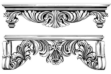 Classic Baroque Ornamentation: Vintage Vector Illustration of Architectural Molding and Borders Pack.