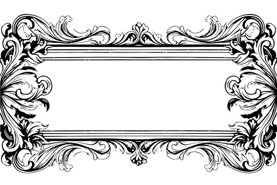 Vintage Victorian Ornamental Frame: Classic Rococo Vector Design with Golden Flourishes.Message Board.