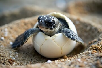 A sea turtle from an egg