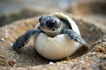 Fotobehang A sea turtle from an egg © Lalin T