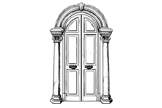 recommend clip art: Vintage Hand-Drawn Wooden Door Vector Sketches: Architectural Details. Ancient building.