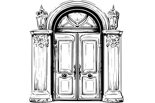 recommend clip art: Vintage Hand-Drawn Wooden Door Vector Sketches: Architectural Details. Ancient building.