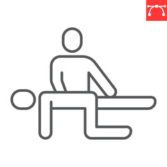 Physical therapy line icon, chiropractor and rehabilitation, physiotherapy vector icon, vector graphics, editable stroke outline sign, eps 10.