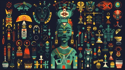 Fototapeta premium Montage of African Spiritual Leaders in Traditional Attire