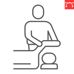 Physical therapy line icon, chiropractor and rehabilitation, physiotherapy vector icon, vector graphics, editable stroke outline sign, eps 10.