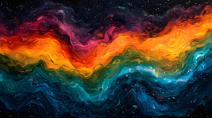 Abstract background with rainbow colors and beautiful wavy patterns. - obrazy, fototapety, plakaty