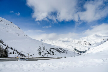Bivio, Julierpass, Passstrasse, Passhöhe, Engadin, Alpen, Piz Turba, Piz Platta, Winter,...
