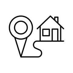 Home location icon. Location point of house. Geolocation mark on the map.