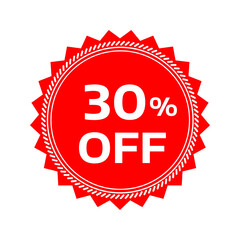 Special offer discount label with different sale percentage. 30 off with PNG background