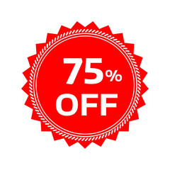 Special offer discount label with different sale percentage. 75 off with PNG background