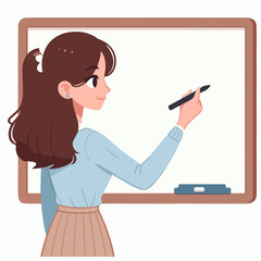 Fototapeta premium pretty teacher with clipboard in flat design style