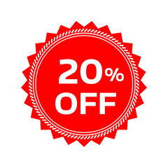 Special offer discount label with different sale percentage. 20 off with PNG background
