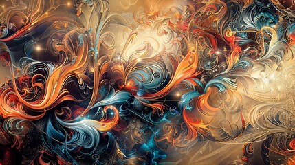Surreal Swirling Vortex of Vivid Colors and Liquid Metallic Textures
