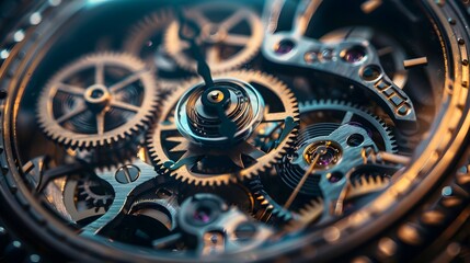 Overlaid Vintage Watch Gears with Transparent Clockface Showcasing Timeless Craftsmanship and Mechanical Precision
