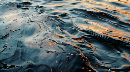 an oil-spilled sea