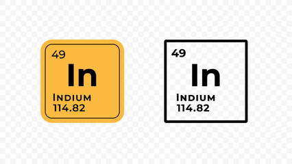 Indium, chemical element of the periodic table vector design