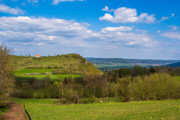 Obraz premium Hike up to Ehrenbürg, also called Walberla, one of the three holy mountains of the Franconians