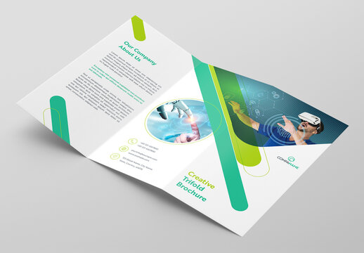 Trifold Brochure Layout with Green Accents