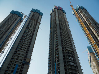 China, Guandong, Dongguan construction skyscraper