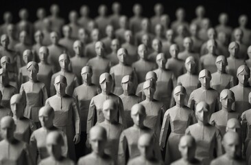 crowd of people in the crowd, group of paper people coming together. Concept for teamwork. Video blog concept. Very realistic, 8k quality, hyper realistic, ultra realism