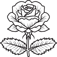 Rose coloring pages. Rose flower outline vector