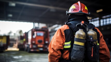 A confident firefighter, equipped for rescue, ensures safety in emergency situations 