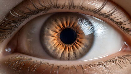 Realistic Macro View of Human Brown in Blue Color