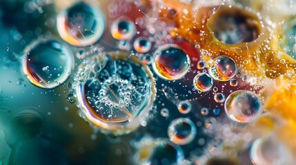 Microscopic of a Captivating Aquatic Microcosm Revealing the Hidden World of Pond Water Microorganisms - obrazy, fototapety, plakaty