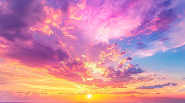 abstract cloudscape background sunset sky orange purple red backgrounds, sun and cloud background