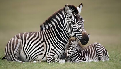 Fototapeta na wymiar A-Zebra-Foal-Seeking-Comfort-From-Its-Mother- 2
