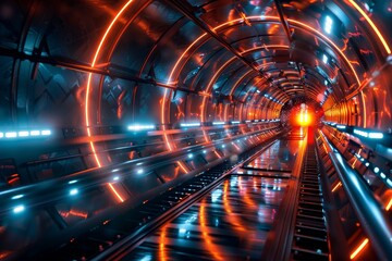 Dynamic Particle Testing Platform, particle accelerator, futuristic background - obrazy, fototapety, plakaty