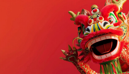 Chinese dragon red background. Chinese New Year. Lunar New Year of Dragon 2024. Lunar New Year...