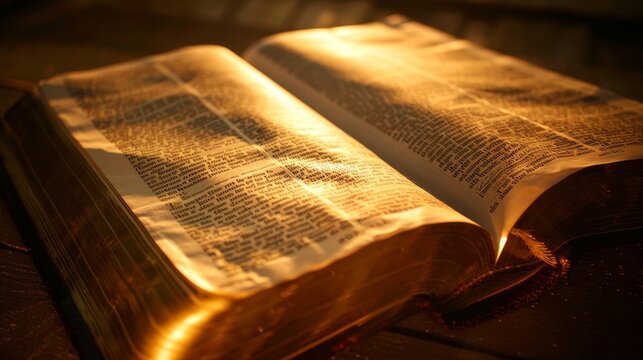 Holy Bible A close-up of an open Bible with pages il AI generated illustration
