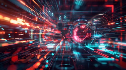 Incorporate futuristic elements into digital backgro  AI generated illustration