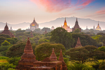 Bagan, Myanmar temples in the Archaeological Zone - obrazy, fototapety, plakaty