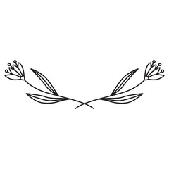 Elegant Leaf Ornament Wedding Lineart Element